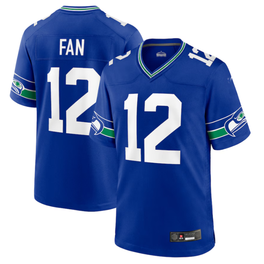 Silnrao S.Seahawks #12 12s Royal Throwback Player Game Jersey Stitched American Stitched Jerseys