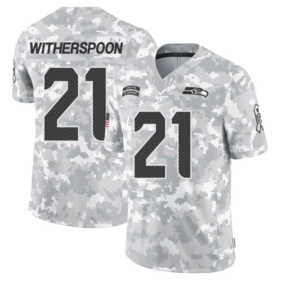 Silnrao S.Seahawks #21 Devon Witherspoon Player Arctic Camo Salute to Service Limited Stitched Jerseys