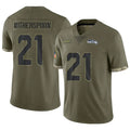 Silnrao S.Seahawks #21 Devon Witherspoon Player Salute to Service Olive Stitched Jerseys