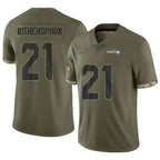 Silnrao S.Seahawks #21 Devon Witherspoon Player Salute to Service Olive Stitched Jerseys