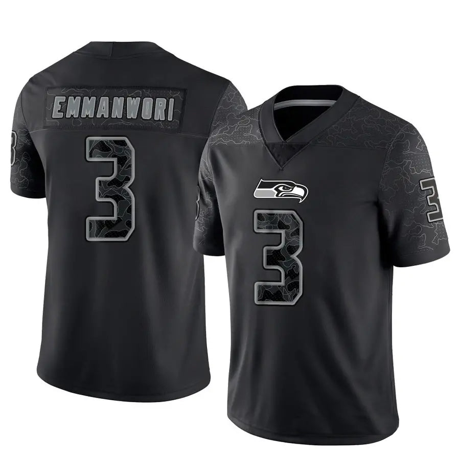 Silnrao S.Seahawks #3 Nick Emmanwori Player Black RFLCTV Limited Football Jerseys