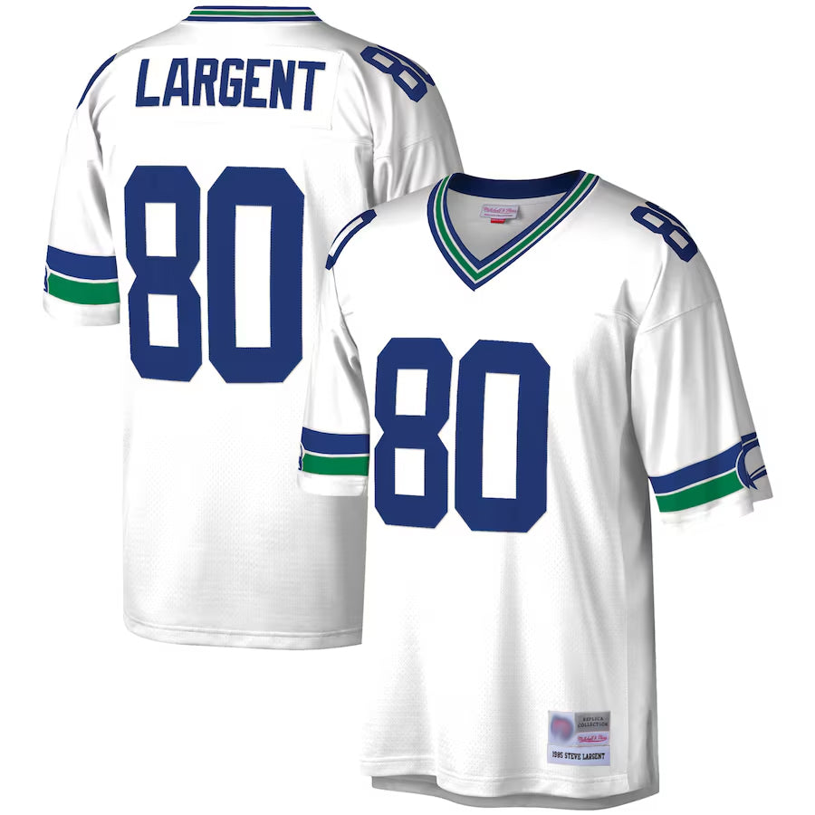 Silnrao S.Seahawks #80 Steve Largent Player Mitchell & Ness White Legacy Replica Stitched Jerseys