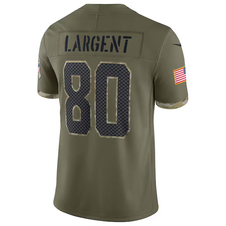 Silnrao S.Seahawks #80 Steve Largent Player Salute to Service Olive Stitched Jerseys