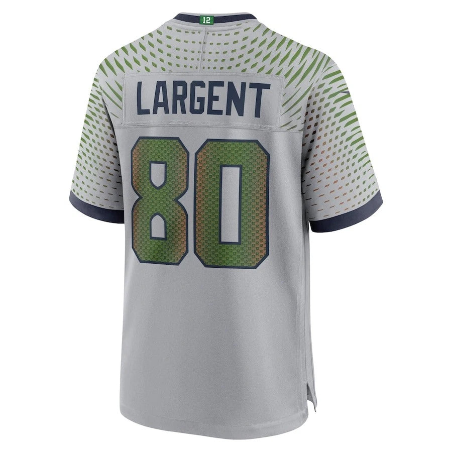 Silnrao S.Seahawks #80 Steve Largent Player Wolf Gray Rivalries Collection Game Stitched Jerseys