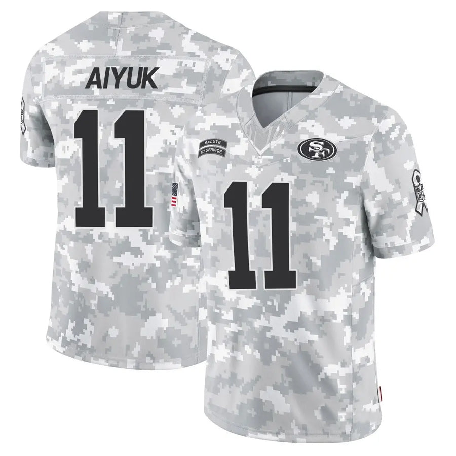 Silnrao SF.49ers #11 Brandon Aiyuk Player Arctic Camo Salute to Service Limited Stitched Jerseys