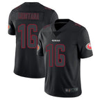 Silnrao SF.49ers #16 Joe Montana Player Black Limited Rush Impact Stitched Jerseys