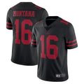Silnrao SF.49ers #16 Joe Montana Player Black Vapor Untouchable Limited Throwback Stitched Jerseys