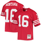 Silnrao SF.49ers #16 Joe Montana Player Mitchell & Ness Legacy Replica Scarlet Stitched Jerseys