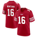 Silnrao SF.49ers #16 Joe Montana Player Scarlet Home Game Stitched Jerseys