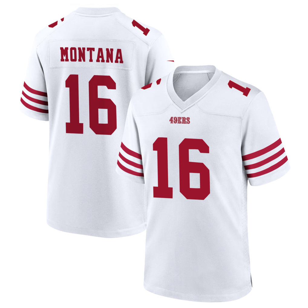 Silnrao SF.49ers #16 Joe Montana Player White Home Game Stitched Jerseys