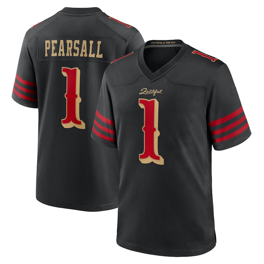 Silnrao SF.49ers #1 Ricky Pearsall Player Rivalries Collection Black Game Stitched Jersey