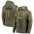 Silnrao SF.49ers #1 Ricky Pearsall Player Salute To Service Olive Hoodie Player Stitched Jerseys
