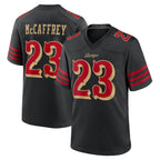 Silnrao SF.49ers #23 Christian McCaffrey Player Rivalries Collection Black Game Stitched Jerseys