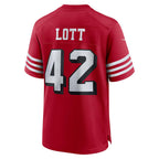 Silnrao SF.49ers #42 Ronnie Lott Scarlet Retired Player Alternate Game Stitched Jerseys
