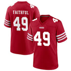 Silnrao SF.49ers #49 The Faithful Player Scarlet Home Game Football Jerseys