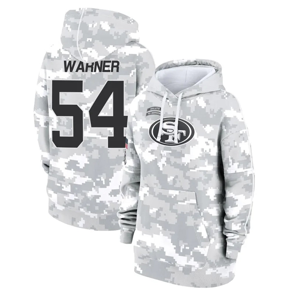 Silnrao SF.49ers #54 Fred Warner Player Arctic Camo Salute to Service Hoodies Stitched Jerseys