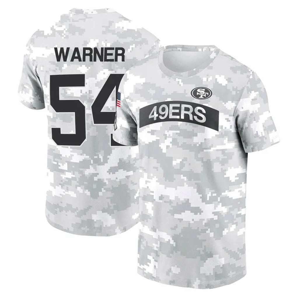 Silnrao SF.49ers #54 Fred Warner PlayerSalute to Service Hoodies & T-Shirts Stitched Jerseys