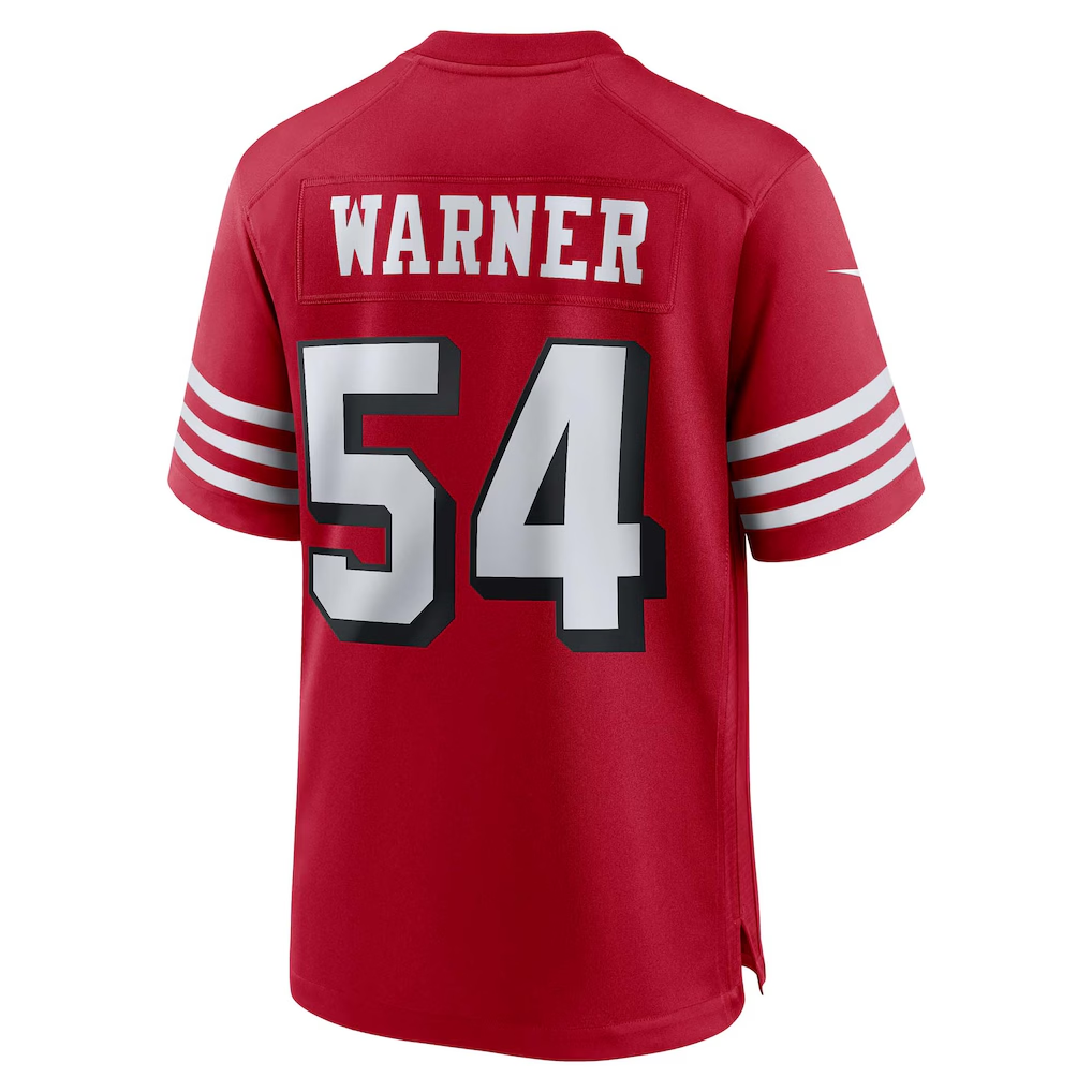 Silnrao SF.49ers #54 Fred Warner Scarlet Alternate Game Stitched Jerseys