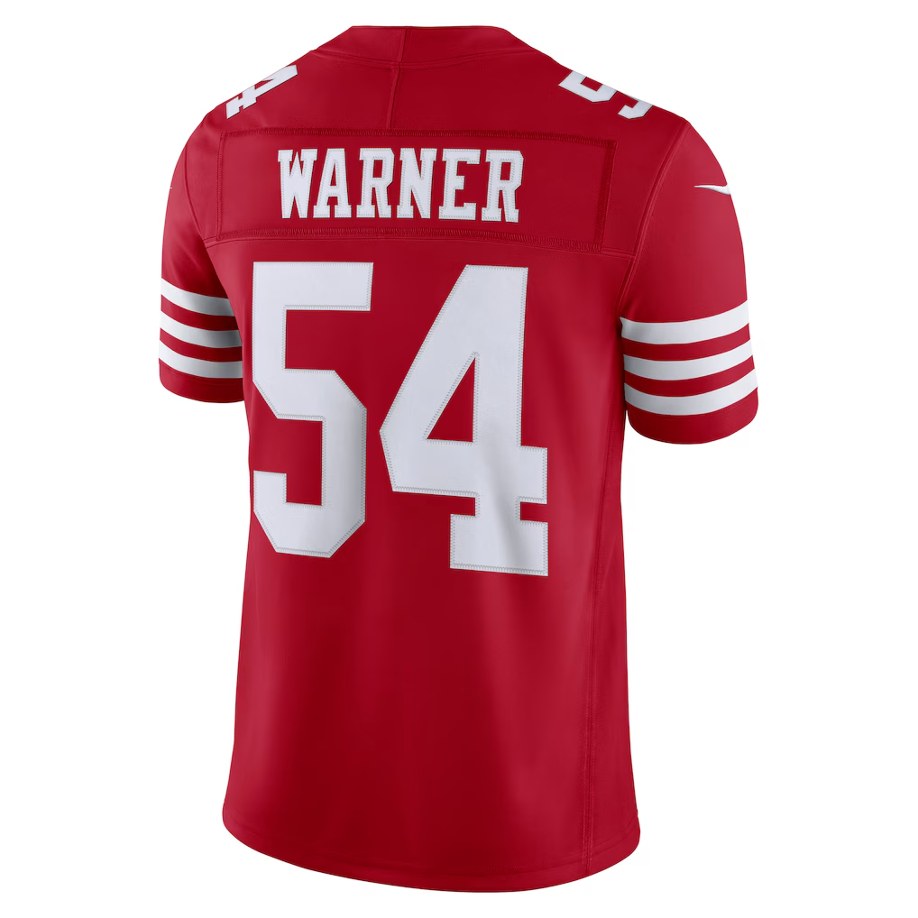 Silnrao SF.49ers #54 Fred Warner Scarlet Team Vapor F.U.S.E. Stitched Limited Jerseys