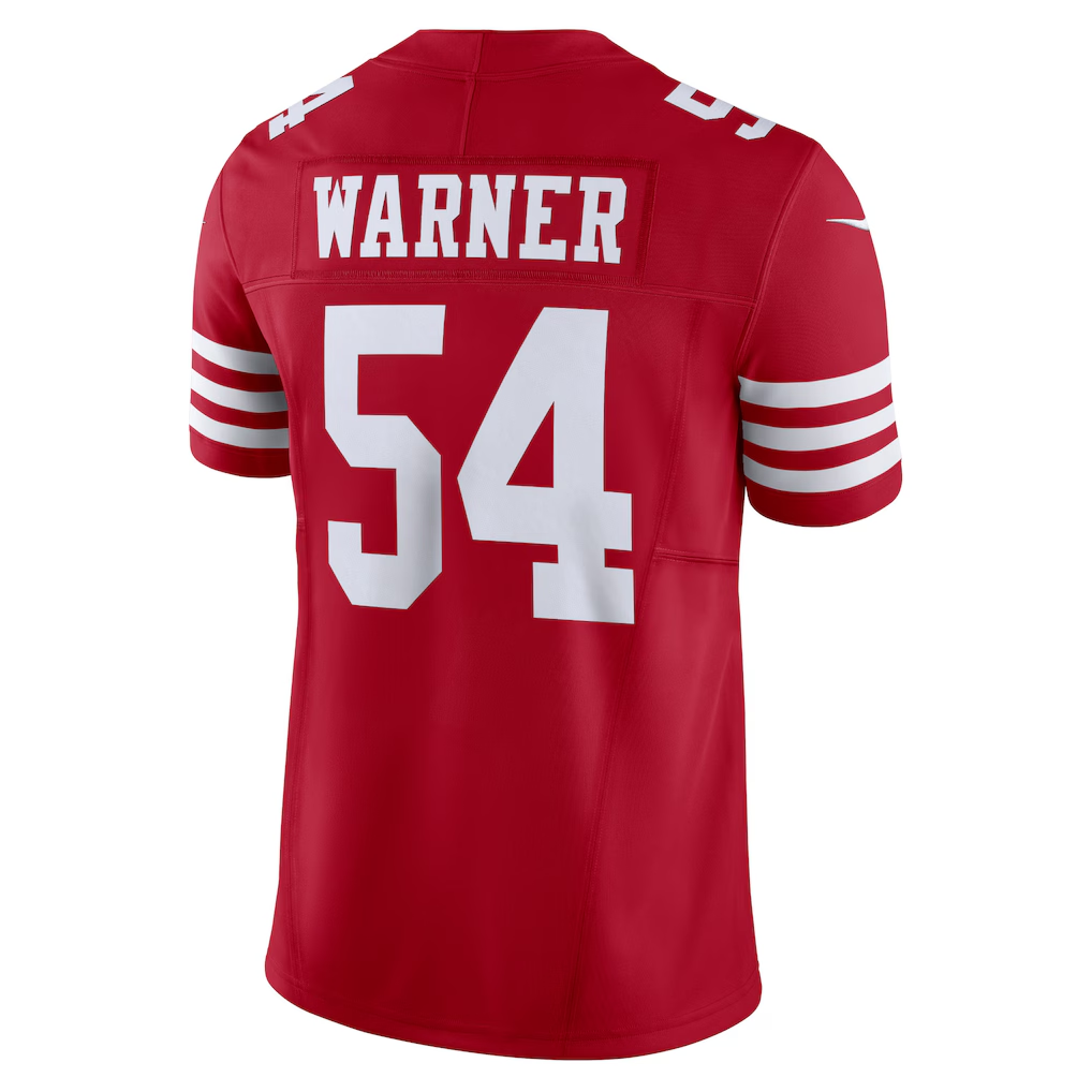 Silnrao SF.49ers #54 Fred Warner Scarlet Vapor F.U.S.E. Limited Stitched Jerseys