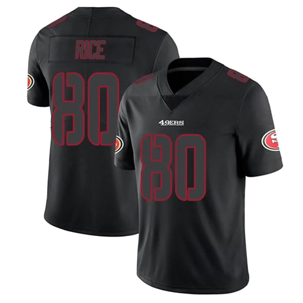 Silnrao SF.49ers #80 Jerry Rice Player Black Limited Rush Impact Stitched Jerseys