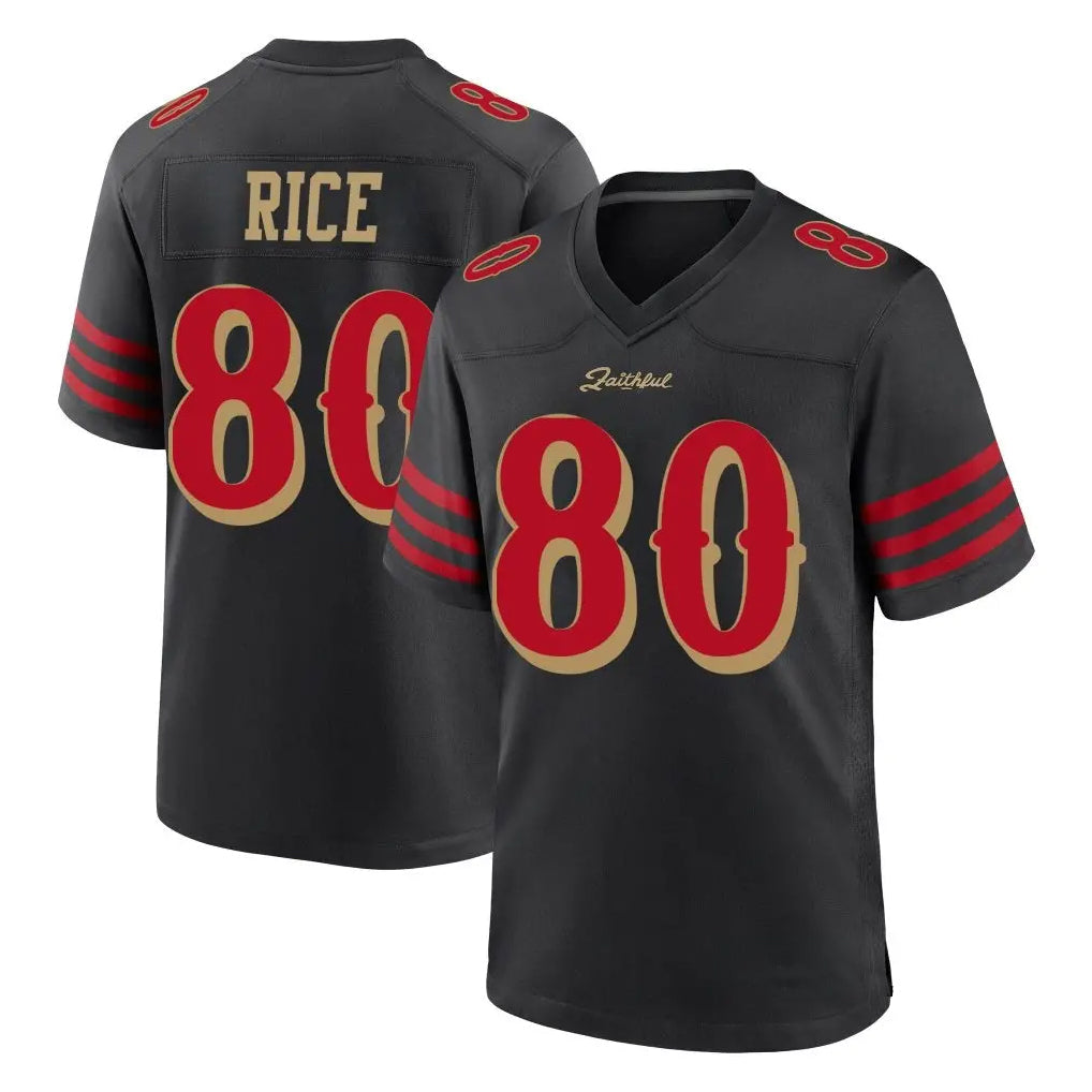 Silnrao SF.49ers #80 Jerry Rice Player Black Rivalries Collection Game Stitched Jerseys
