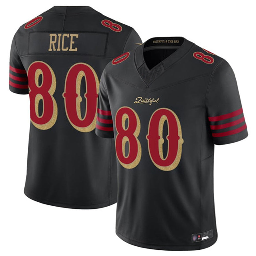 Silnrao SF.49ers #80 Jerry Rice Player Black Vapor F.U.S.E. Limited Stitched Jerseys