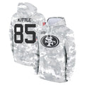 Silnrao SF.49ers #85 George Kittle Player Arctic Camo Salute to Service Hoodies Stitched Jerseys