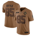 Silnrao SF.49ers #85 George Kittle Player Brown Salute To Service Limited Stitched Jerseys