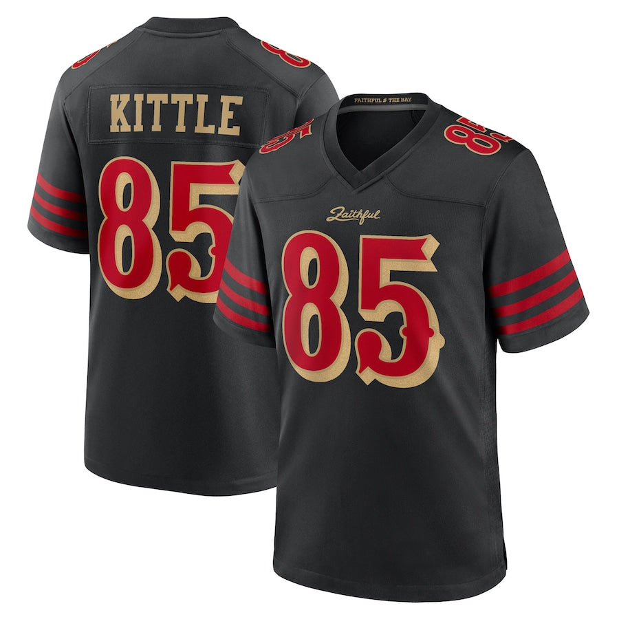 Silnrao SF.49ers #85 George Kittle Player Rivalries Collection Black Game Stitched Jerseys