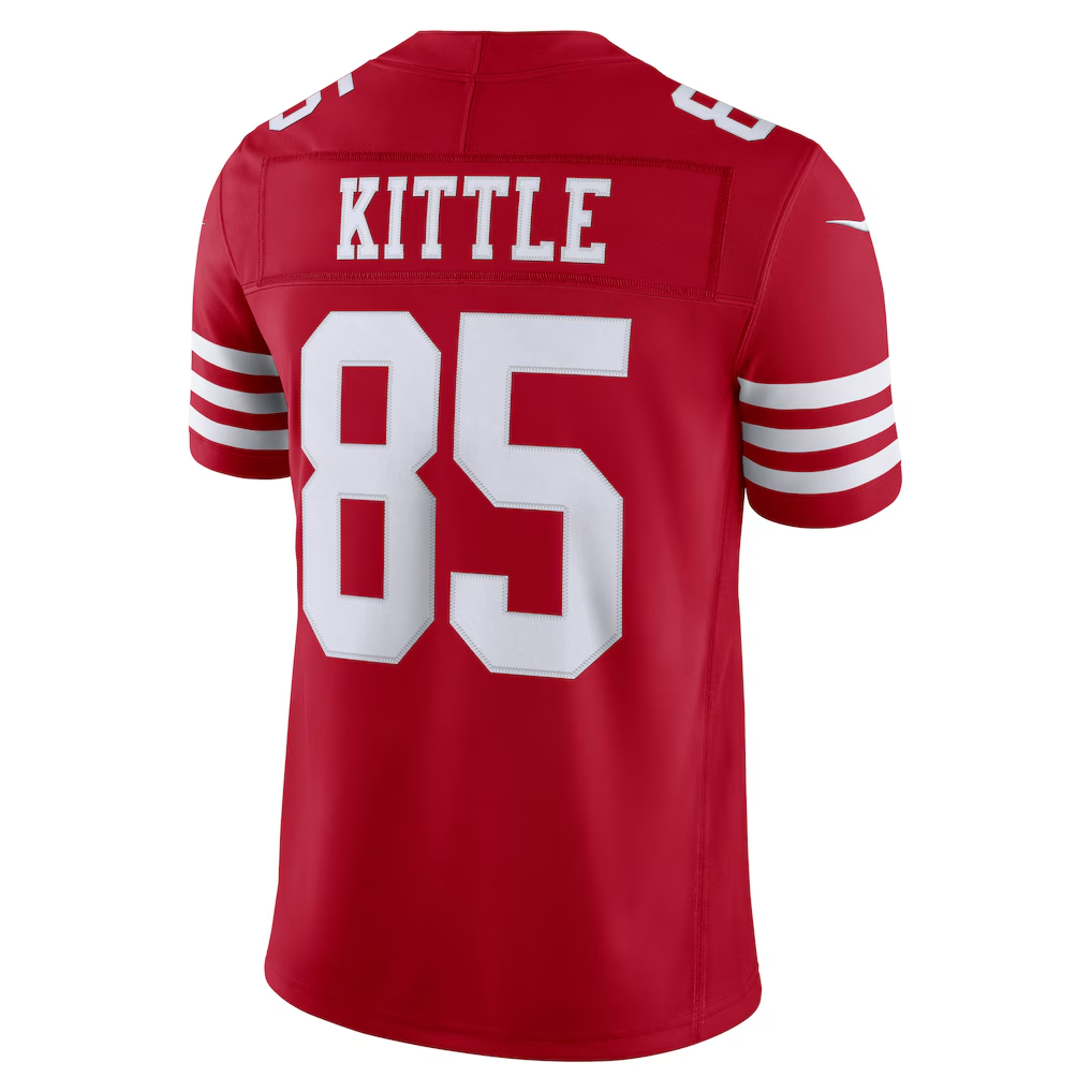 Silnrao SF.49ers #85 George Kittle Scarlet Team Vapor F.U.S.E. Stitched Limited Jerseys