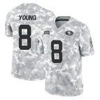 Silnrao SF.49ers #8 Steve Young Player Arctic Camo Salute to Service Stitched Jerseys