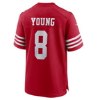 Silnrao SF.49ers #8 Steve Young Scarlet Retired Player Game Jersey American Stitched Jerseys