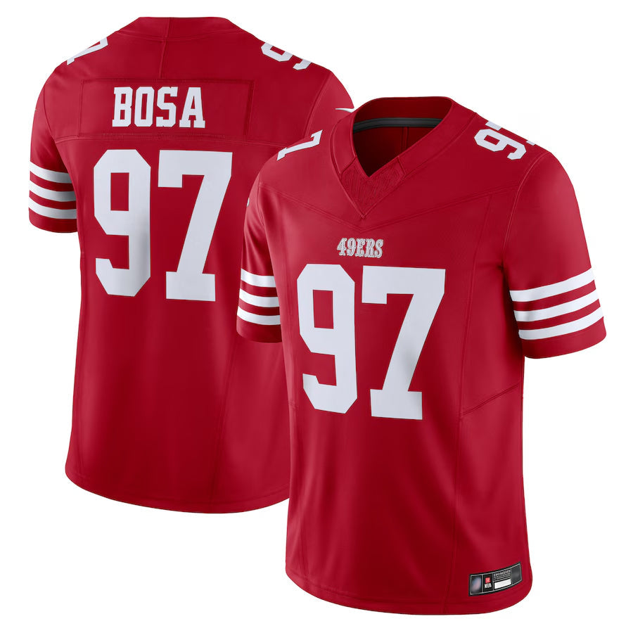Silnrao SF.49ers #97 Nick Bosa Player Scarlet Vapor F.U.S.E. Limited Stitched Jerseys