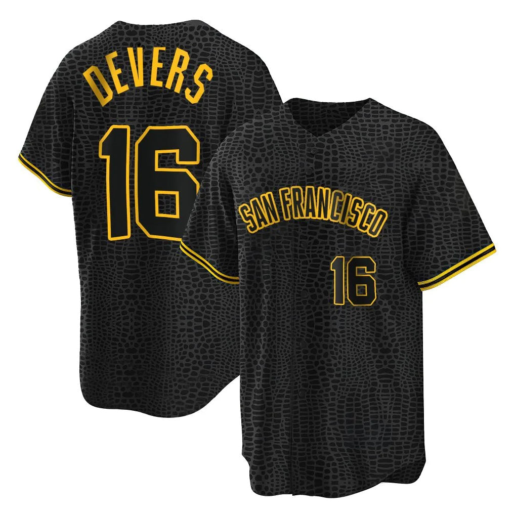 Silnrao SF.Giants #16 Rafael Devers Player Black Snake Skin City Limited Stitched Jerseys