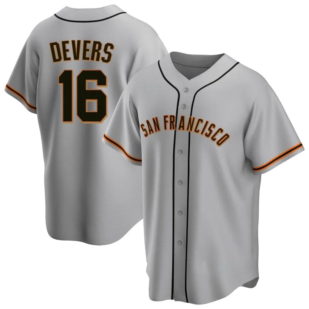 Silnrao SF.Giants #16 Rafael Devers Player Gray Home Game Stitched Jerseys