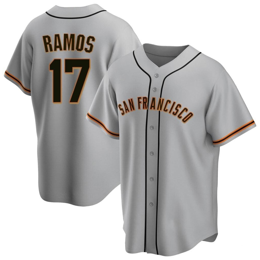 Silnrao SF.Giants #17 Heliot Ramos Player Gray Home Game Stitched Jerseys
