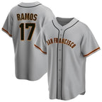 Silnrao SF.Giants #17 Heliot Ramos Player Gray Home Game Stitched Jerseys