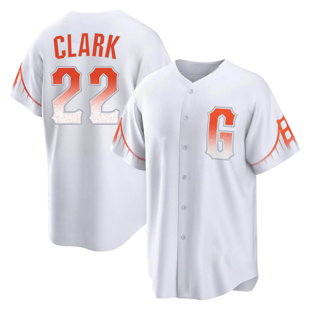 Silnrao SF.Giants #22 Will Clark Player White City Connect Home Game Stitched Jerseys