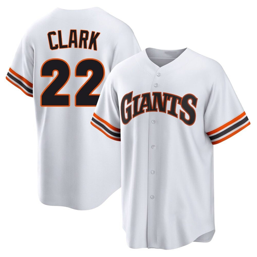 Silnrao SF.Giants #22 Will Clark Player White Home Game Stitched Jerseys