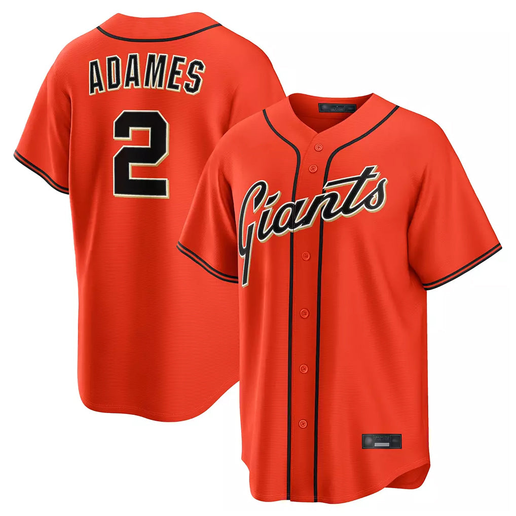 Silnrao SF.Giants #2 Willy Adames Player Orange Home Game Stitched Jerseys