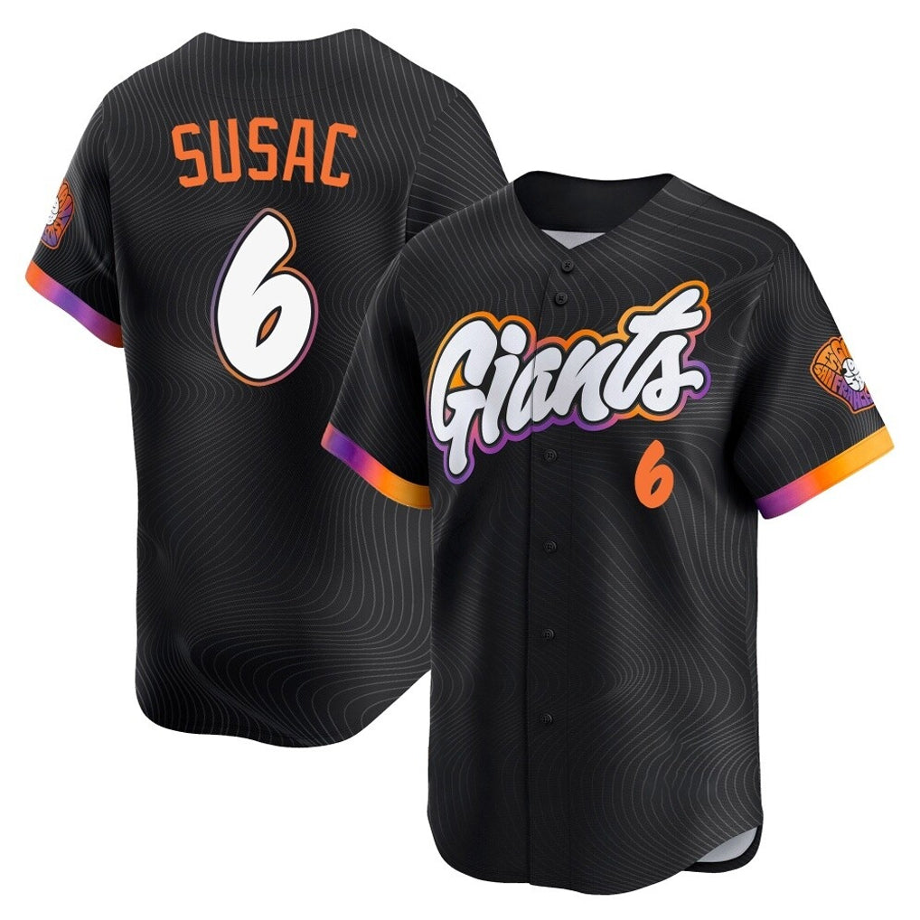 Silnrao SF.Giants #6 Daniel Susac Player Black 2025 City Connect Home Limited Stitched Jerseys