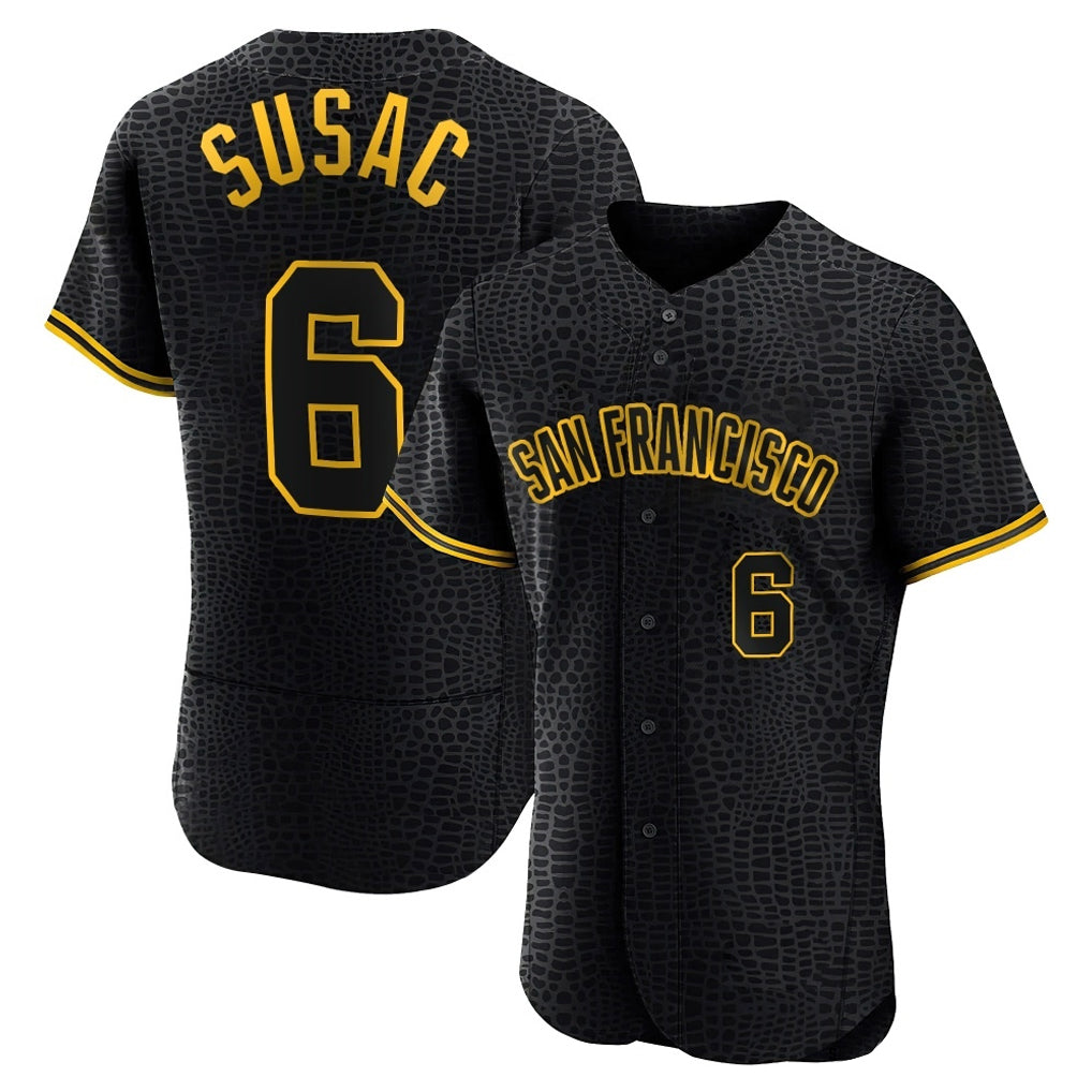 Silnrao SF.Giants #6 Daniel Susac Player Black Snake Skin City Limited Elite Stitched Jerseys