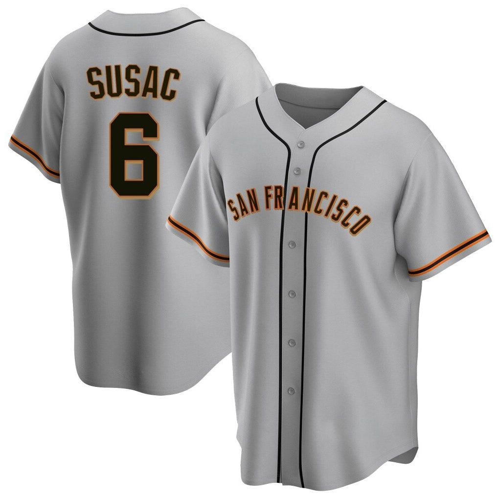 Silnrao SF.Giants #6 Daniel Susac Player Gray Home Game Stitched Jerseys