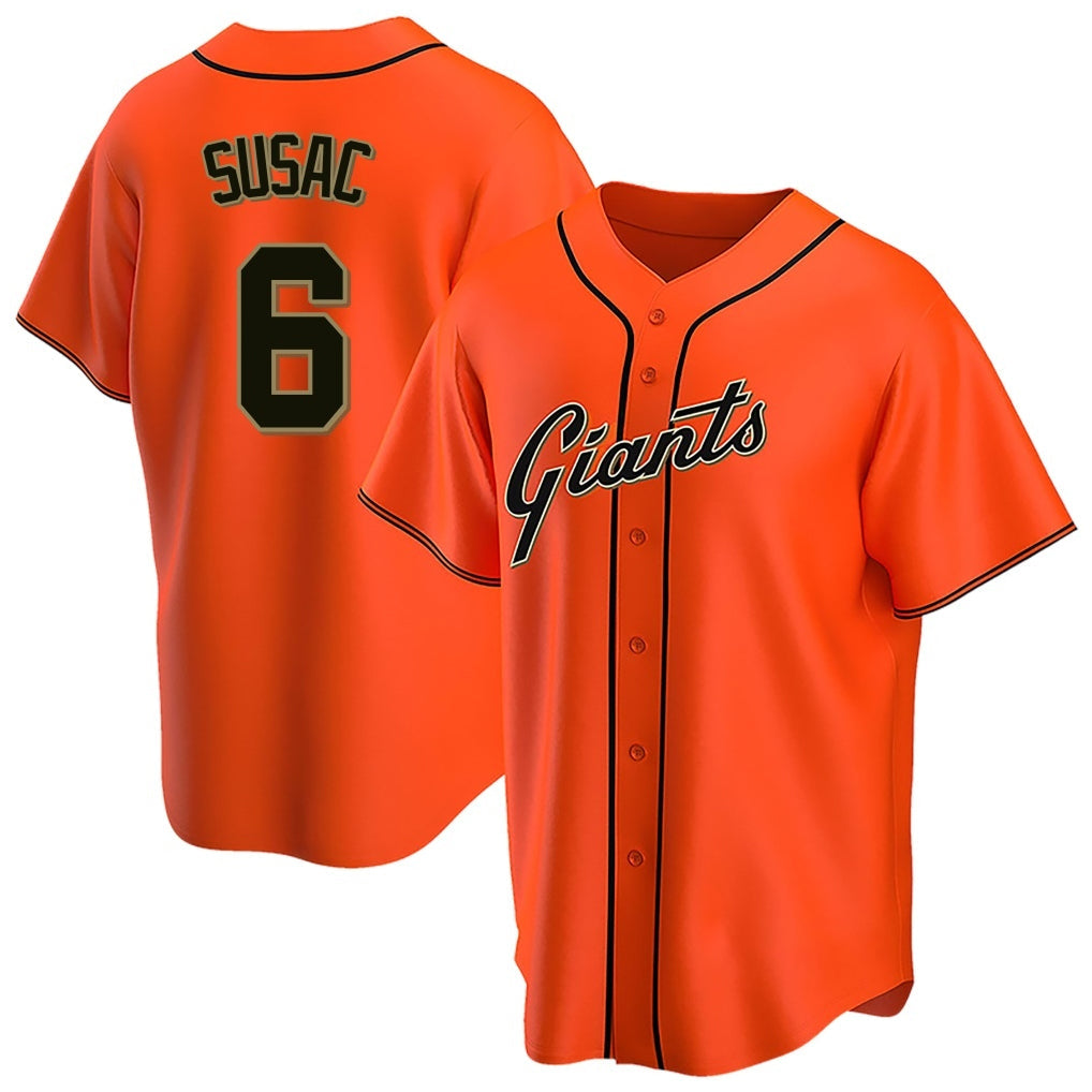 Silnrao SF.Giants #6 Daniel Susac Player Orange Home Game Stitched Jerseys
