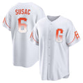 Silnrao SF.Giants #6 Daniel Susac Player White City Connect Home Game Stitched Jerseys