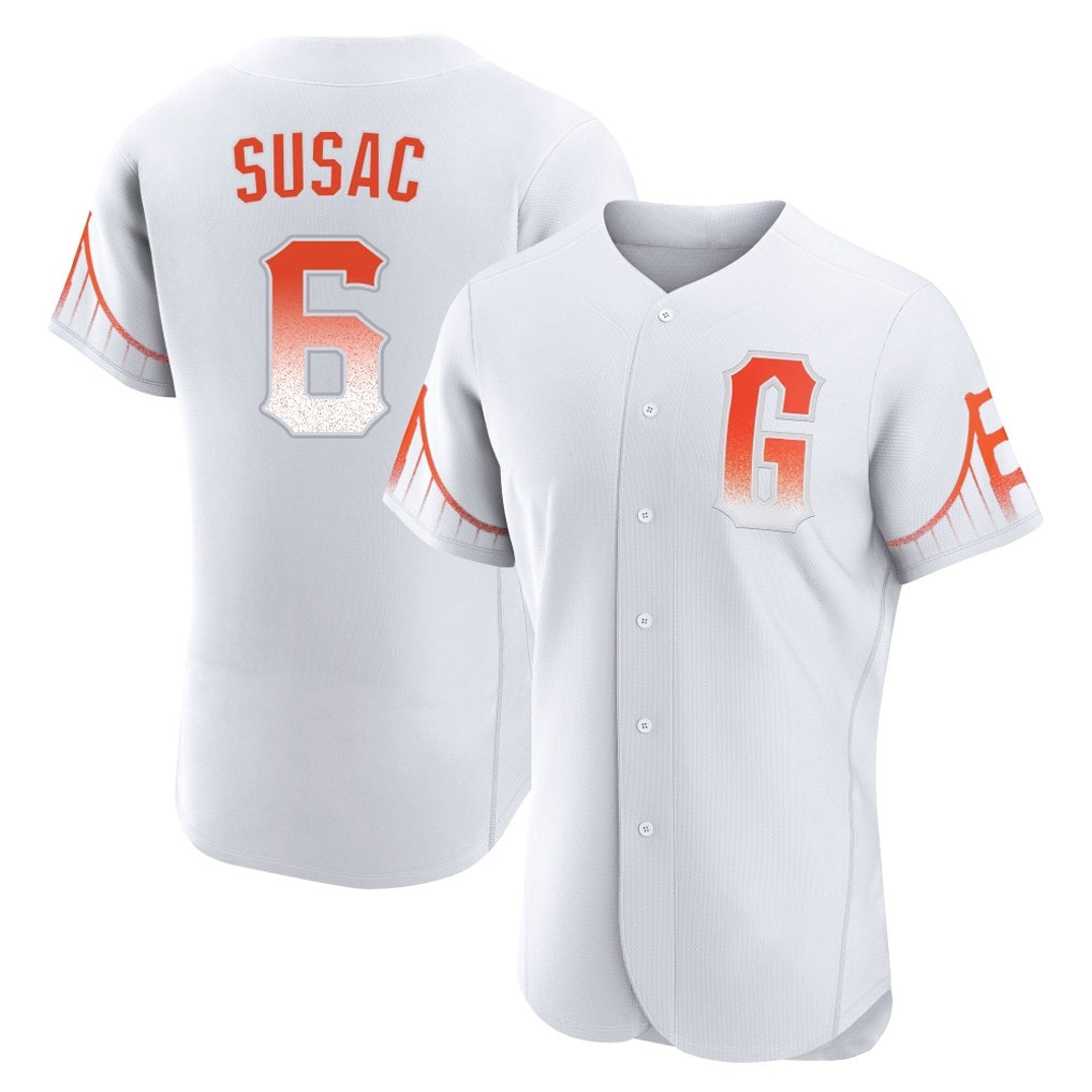 Silnrao SF.Giants #6 Daniel Susac Player White City Connect Home Limited Elite Stitched Jerseys