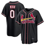 Silnrao St. Louis Cardinals #0 Masyn Winn Player Black Carbon Fashio Game Stitched Jerseys