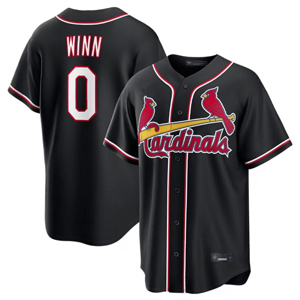 Silnrao St. Louis Cardinals #0 Masyn Winn Player Black Carbon Fashio Game Stitched Jerseys