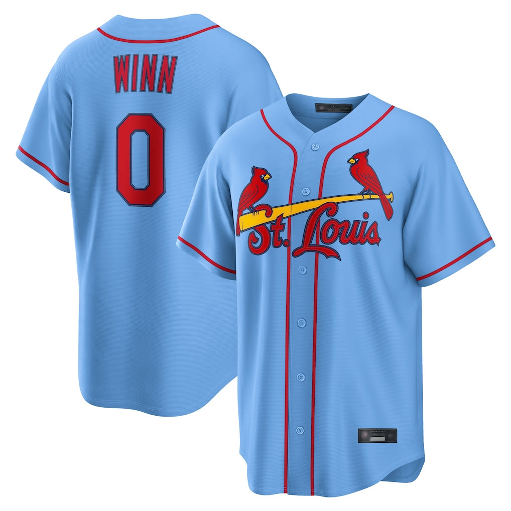 Silnrao St. Louis Cardinals #0 Masyn Winn Player Light Blue  Home Game Stitched Jerseys